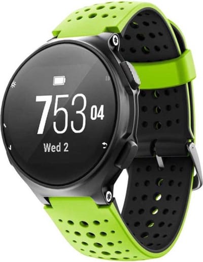 Shop4 - Geschikt voor Garmin Forerunner 735XT Bandje - Siliconen Gaatjes Groen en Zwart