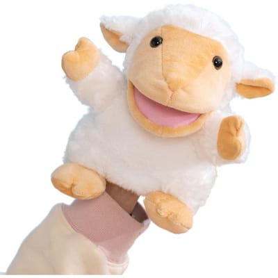 24cm Cartoon Dier Pluche Handpop Kawaii Gele Eend Witte Schaap Interactieve Pluche Speelgoed Verhaal Vertellen Podiumrekwisiet Educatief Cadeau 24cm hand puppet