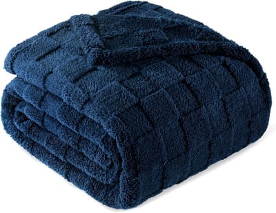 Flanellen fleece deken - Super zachte en warme lichtgewicht dekens voor alle seizoenen, 229 x 229 cm, marineblauw