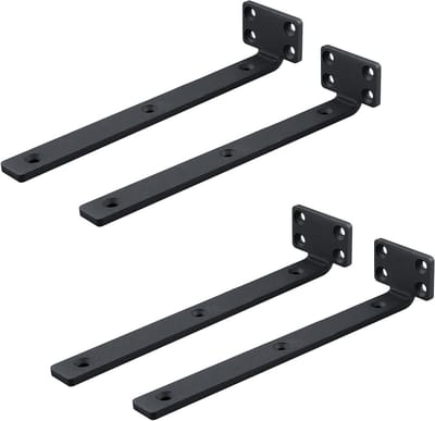 Set van 4 Zwevende Plankhouders, 20 x 5 cm, Duurzaam en Praktisch voor Hoekplanken, Wandplanken met Schroeven, Zwart en Stijlvol