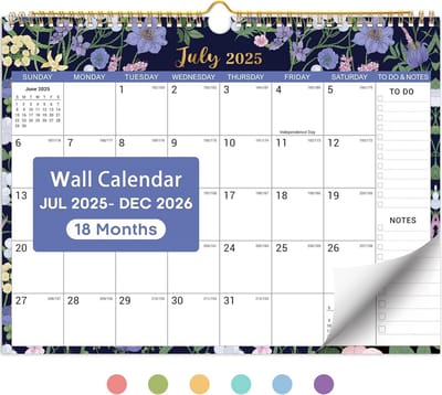 Wandkalender 2025-2026: 18 Maanden Overzicht, Juli 2025 t/m December 2026