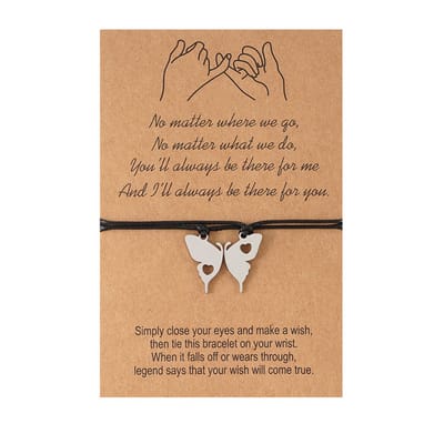 Bixorp Friends Vriendschapsarmbandje met Vlinder Zilverkleurig - BFF ArmbandMeisjes - Best Friends Armband Vriendschap Cadeau