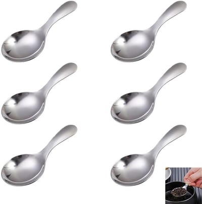 6 stuks - Roestvrijstalen lepels met korte steel - ronde dessertlepels - mini-snoepschepjes - voor gebruik in de keuken of het restaurant - zilver - 9×4.5cm