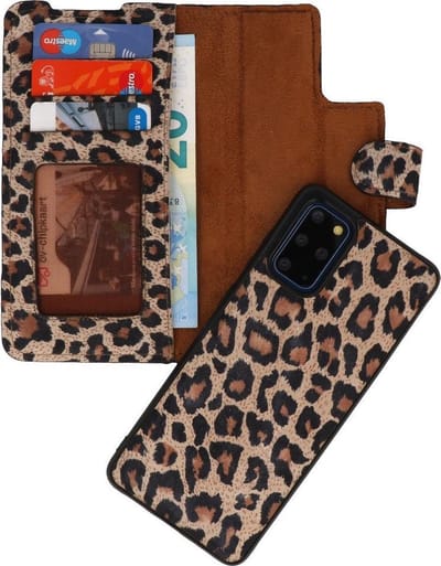 Bestcases Luipaard 2 in 1 Leer Bookstyle Hoesje Geschikt voor Samsung Galaxy S20 Plus