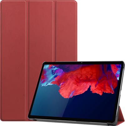 Hoesje Geschikt voor Lenovo Tab P11 Plus - Dun & Stevig - Trifold Bookcase - Hard Cover - Hardcover Book Case - Tablet Hoes - Donkerrood