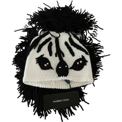 Dolce & Gabbana Black White Kasmier dierenontwerp Women's Hoed