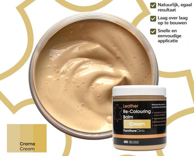 Leer Balsem - Kleur: Crème / Cream - Herstel en Beschermen van Versleten Leer en Lederwaar – Leather Re-Colouring Balm