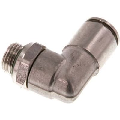 6mm x G1/8'' 90 graden L-verbinding RVS Insteekfitting Buitendraad Draaibaar FKM