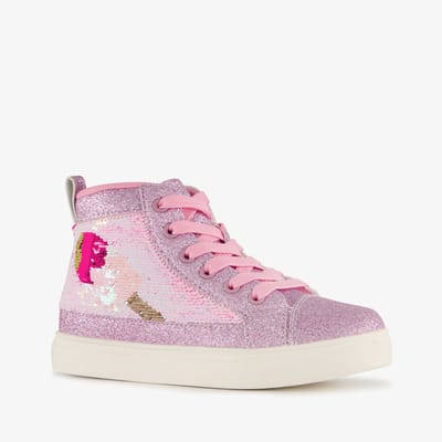 Blue Box hoge meisjes sneakers met glitters en pailletten roze - Maat 30