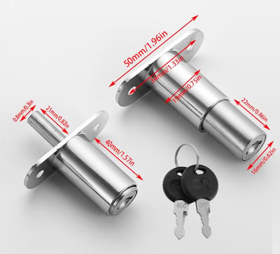 Schuifdeurslot 40 mm - Meubelslot voor Vitrines en Kasten - 2 Stuks