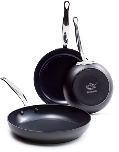 GreenPan Barcelona Pro Koekenpannenset 3-delig - 20/24/28cm - PFAS-vrije antikleeflaag - Pannenset inductie - Keramische koekenpan - Ovenbestendig tot 220°C - Zwart