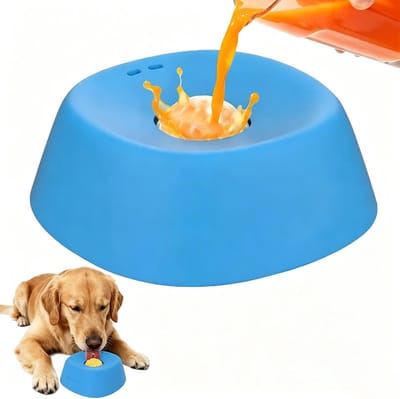 VHV - Slowfeeder Hond - Likkom met Rolbal - Anti-slip Voerbak - Blauw