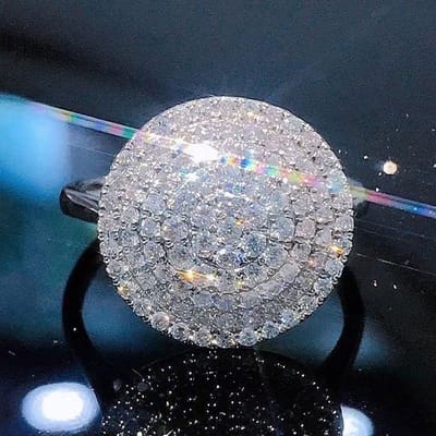Sterling CZ Ringen voor Dames Mode Veelzijdig Dames Sieraden Vol Bling Iced Out Bruiloft Verloving Accessoires 7 white