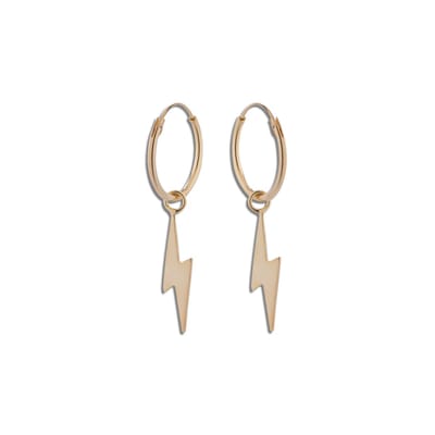 Oorbellen Rosé Gold plated | Oorringen met hanger | Rosé Gold plated oorringen met hanger, bliksemschicht