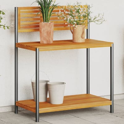 vidaXL - Tuinwerktafel - 90x50x110 - cm - massief - acaciahout - en - staal