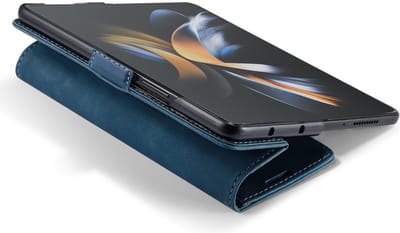 CaseMania Bookcase hoesje geschikt voor Samsung Galaxy Z Fold 7 - Effen Donkerblauw - Kunstleer