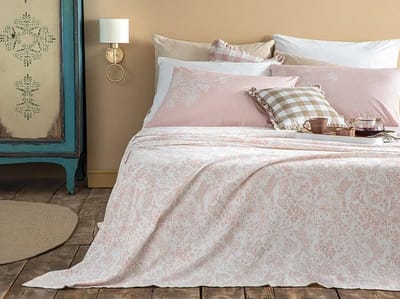 English Home - Zomerdekenset- Bedsprei - Incl. laken 160x240 -Flat sheet - Incl. 1 Kussensloop - Luxe Uitvoering - 150x220 cm - Roze