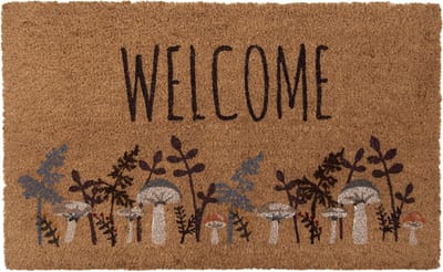 Clayre & Eef Deurmat Overig 75x45 cm Bruin Kokosvezel Paddenstoelen Herfst decoratie