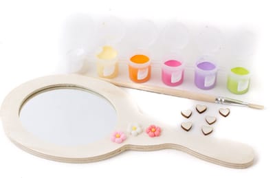 Spiegel verven | Luxe Knutsel Pakket | handspiegel ovaal pastel kleuren