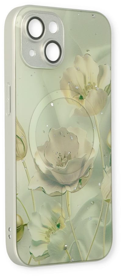 Casemania Hoesje Geschikt voor Apple iPhone 13 - Groen - Siliconen Marmer Back Cover - Geschikt voor MagSafe