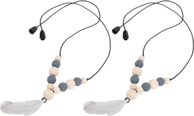 Chewy Kettingen voor Kinderen, 2 Stuks, Zachte Siliconen en Beukenhouten Hanger met Diverse Texturen, Perfect voor Bijten en Stressverlichting