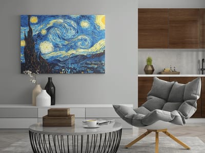 Canvas Schilderij - Van Gogh Starry Night - Kunst - Grote Schilderij - 150x100x2 cm