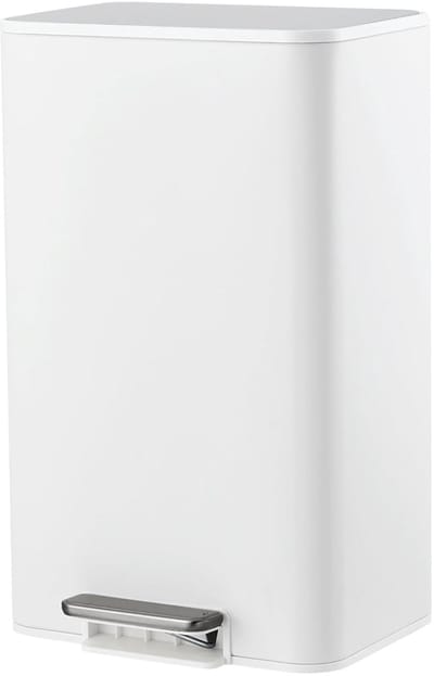 Space-Saving pedaalemmer 18L- RVS rechthoekige prullenbak met soft-close deksel en uitneembare binnenemmer - wit - voor badkamer, keuken en kantoor - 29.5x26x49cm