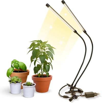 Mobiclinic Growflex x2 - Kweeklamp - Groeilamp - Plantenlamp LED - 3 modi - 6000K - Grow light - 10 helderheidsniveaus - 40W - 2 koppen - Groeilamp led full spectrum - Timer - 360° draaibaar - Flexibel - Kamerplanten - USB