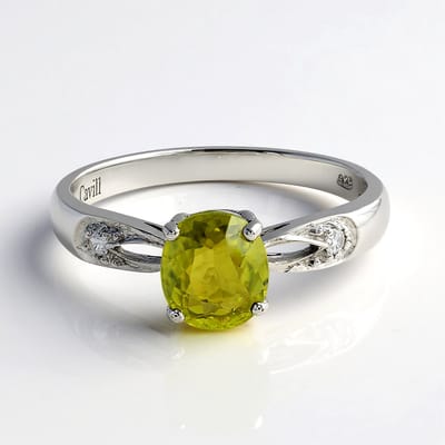 Cavill - Zilveren ring platina verguld - 1,19 ct ovale koper toermalijn uit Mozambique - Cambodjaanse zirkonen 0,058 ct - Elegante damesring