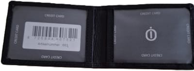 Oi zwarte leren creditcardhouder / zeer dun mapje voor 2 pasjes met zichtvak en ritsje / plat identiteitsmapje met ritsje / zwart leer / 663