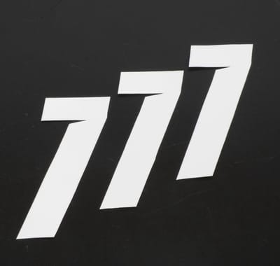 3 sticker autocollant numéro de course sept 7 blanc Blackbird 100x50 pour motocross