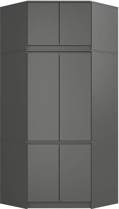 Hoekkledingkast S100 met Opzetstuk / AKORD Furniture Factory / Grafietgrijs / 100 x 235 x 50 cm