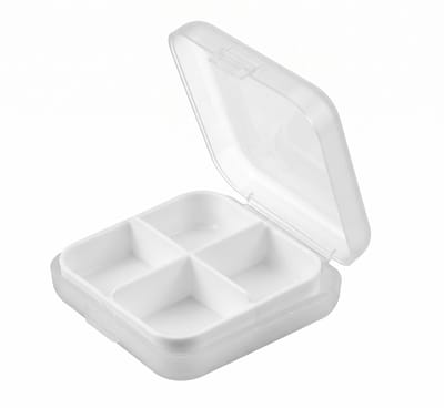 Mini Pillendoosje 4 Vakjes - Mini-Pillen Organizer - Mini-Medicijn Doosje - 4 vakjes - Wit - IXEN