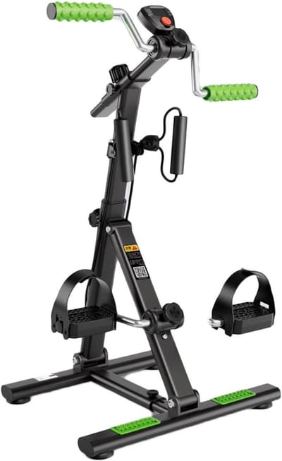 Pedaaltrainer Hometrainer - Mini fiets trainer - Revalidatie en fitness - Verstelbare weerstand - 80-106 cm - Zwart groen