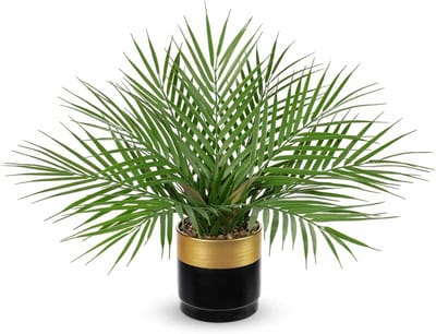 Kunstpalmplant in keramische pot 40 cm realistisch nepgroen met decoratieve faux kamerplant voor thuiskantoor plank tafel bureau badkamer woonkamer decor
