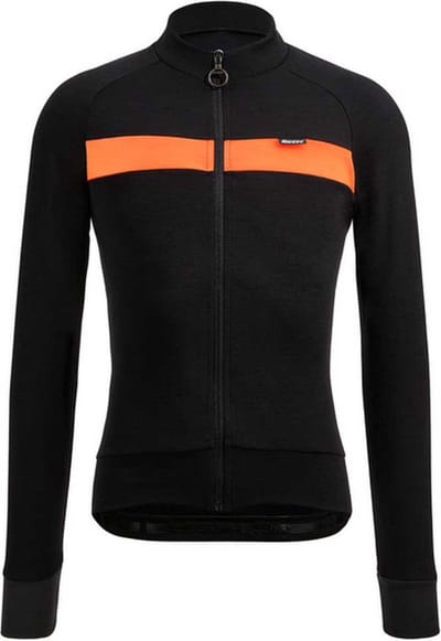 Santini Fietsshirt lange mouwen Heren Zwart - Adapt Wool - Thermal Jersey Arancio - L