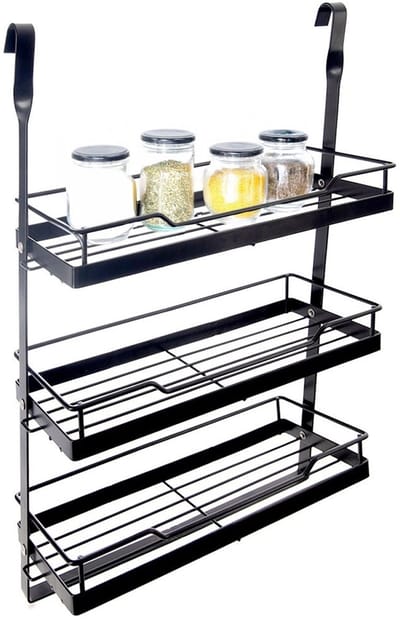 Orion Radka Serie - Hangende Keukenplank - Zwart Metaal - 32x11x46 cm - Industrieel