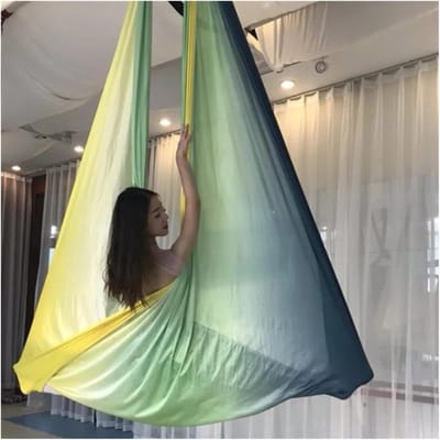 Yoga Swing Doek - Luchtfoto Hangmat - Fitness Training - Anti-zwaartekracht Principe - 5 meter - Groen