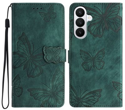 Coverup Hoesje - Geschikt voor Samsung Galaxy A37 Hoesje - Coverup Vlinders Book Case - Groen