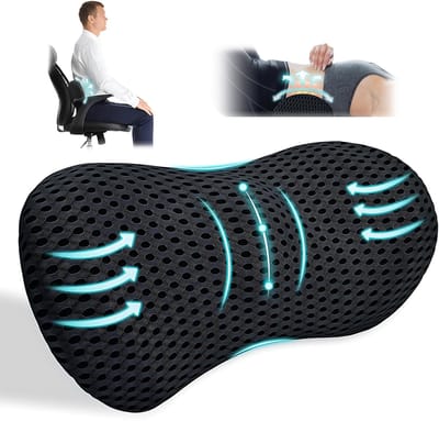 Ergonomisch Auto Rugkussen & Nekkussen - Traagschuim Lendensteun - Ademend Memory Foam Autostoel Kussen - Ook voor Kantoorstoel - Zwart