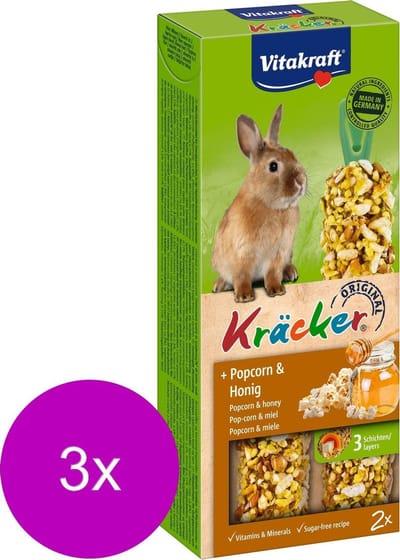 Vitakraft Konijn Kracker - Konijnensnack - 3 x Popcorn