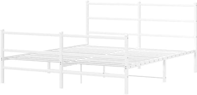 Metalen Bedframe - Ledikant Tweepersoons - Slaapkamer Inrichten - Robuuste Constructie - 150x200 cm - Wit