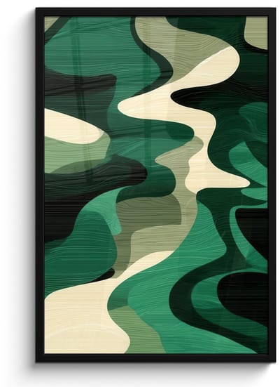 Poster in lijst - Fotolijst 60x90 cm - Posters - Abstract - Camouflage - Groen - Posterlijst zwart - Decoratie - Wanddecoratie woonkamer - Muurdecoratie slaapkamer