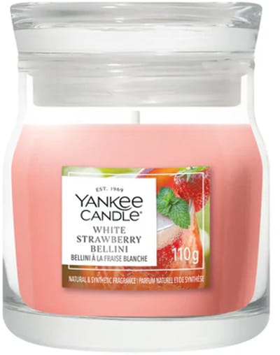 Yankee Candle - White Strawberry Bellini Small Jar Geurkaars - tot 30 branduren