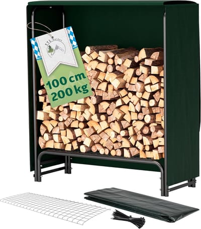 Brandhoutrek - Houthok - Hout Opslaan - Weerbestendig Zeil - 100x36x116cm - Zwart