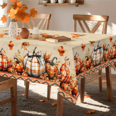 Rechthoekige Tafelkleed met Thanksgiving Thema voor Tafeldecoratie Keuken Eetkamer Waterdicht Herbruikbaar Tafelkleed voor Tafels Feestelijke Gelegenheid 90x140cm brown