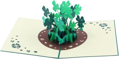 Beterschapskaart met uniek 3D-pop-upontwerp, klavertjeviermotief voor hoop, geluk en positiviteit