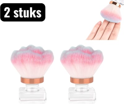 2 stuks - Poederkwast - Nagel Stof Borstel - Multi-functionele Make-up Kwasten Set - Zachte Paddestoel Hoofd Poeder Kwasten voor Gezicht en Nagels