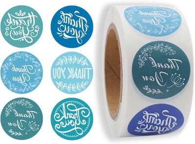 400 Stuks Handgemaakte Bedankstickers met 6 Ontwerpen, Zelfklevende Ronde Labels voor Enveloppen, Blikken en Cadeaus, Perfect voor Feestjes en Evenementen
