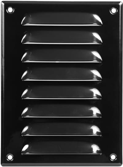 Ventilatierooster Metaal - Lucht Uitlaat - Ventilatie Afdekken - Met Vliegengaas - 140x190 mm - Zwart